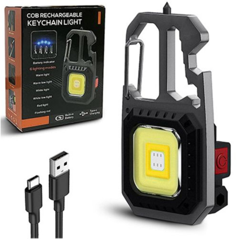 Ліхтар MULTIFUNCTIONAL 5138/KL-535-COB ULTRA (white+yellow+red), multitool, Li-Ion акумулятор, магніт, карабін, викрутка, ЗУ Type-C