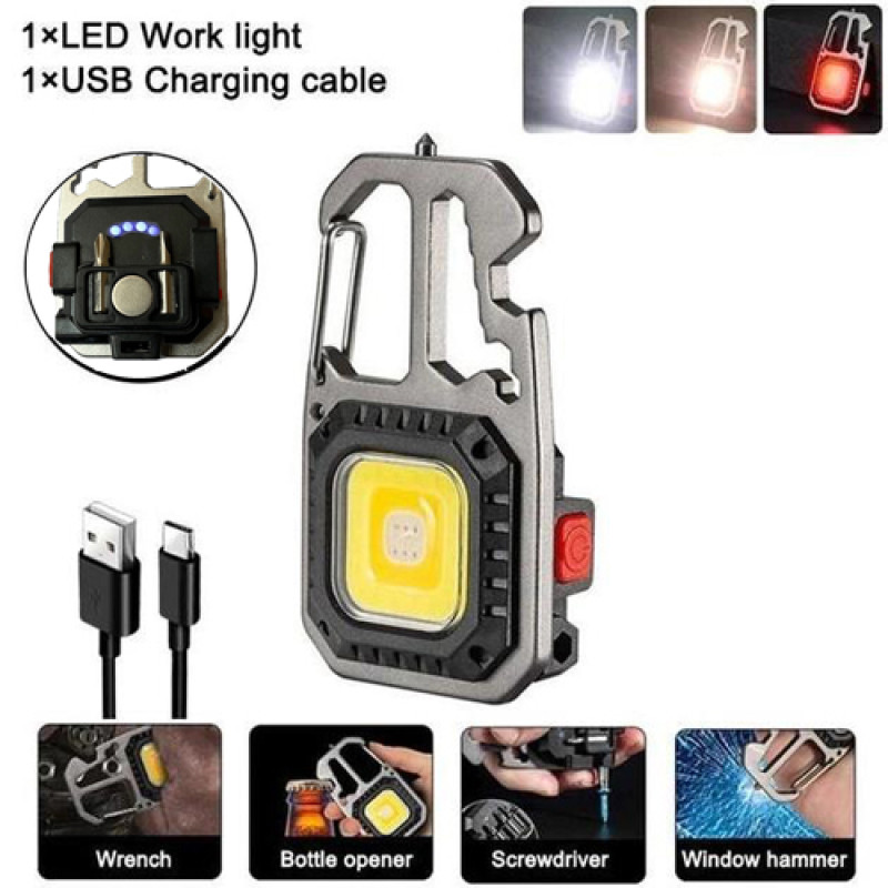 Ліхтар MULTIFUNCTIONAL 5138/KL-535-COB ULTRA (white+yellow+red), multitool, Li-Ion акумулятор, магніт, карабін, викрутка, ЗУ Type-C