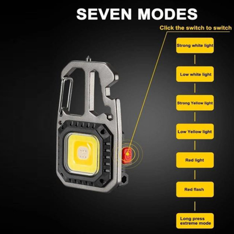 Ліхтар MULTIFUNCTIONAL 5138/KL-535-COB ULTRA (white+yellow+red), multitool, Li-Ion акумулятор, магніт, карабін, викрутка, ЗУ Type-C
