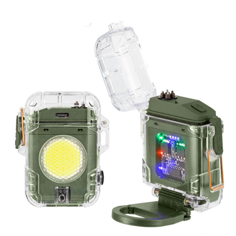 Ліхтар MULTIFUNCTIONAL D52-2-COB green, Li-Ion акумулятора, індикація заряду, запальничка, ЗП Type-C, Box