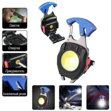 Ліхтар MULTIFUNCTIONAL W5147/LL-202-COB (white+yellow+red), multitool, Li-Ion акумулятор, магніт, карабін, викрутка, запальничка