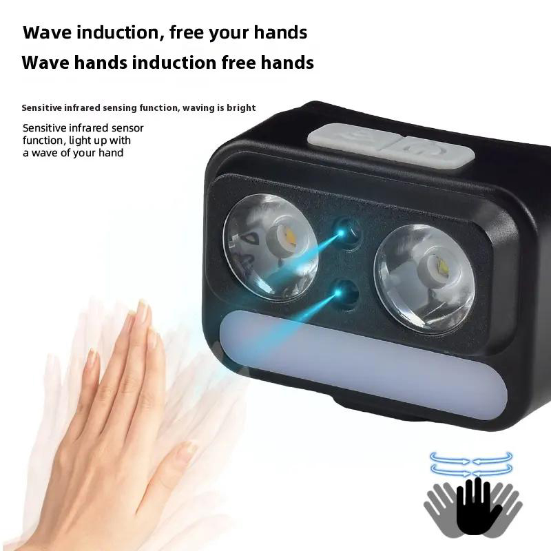 Ліхтар налобний 2069-XPG(white)+XPG(yellow)+5SMD(red), Motion Sensor, Li-Ion акумулятор, ЗУ Type-C
