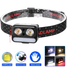 Ліхтар налобний 2069-XPG(white)+XPG(yellow)+5SMD(red), Motion Sensor, Li-Ion акумулятор, ЗУ Type-C