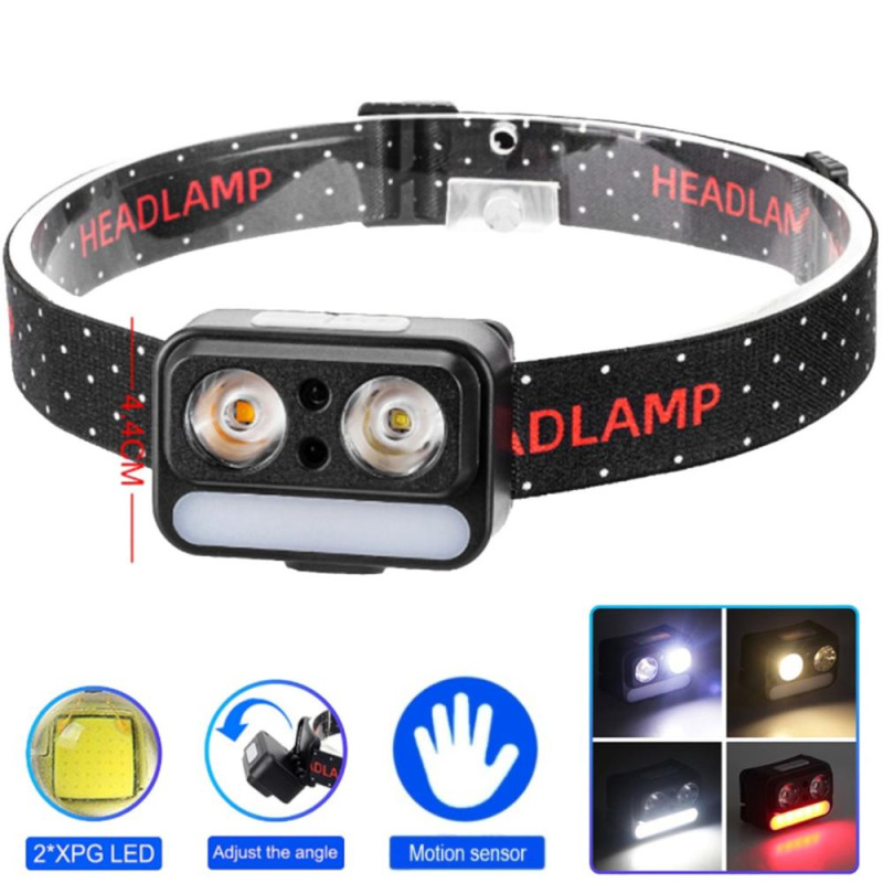 Ліхтар налобний 2069-XPG(white)+XPG(yellow)+5SMD(red), Motion Sensor, Li-Ion акумулятор, ЗУ Type-C