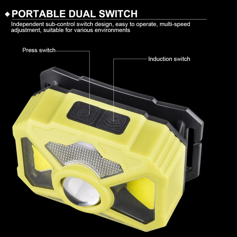 Ліхтар налобний 2323-P50+SMD+COB(white+red), Motion Sensor, Li-Ion акумулятор, ЗУ Type-C