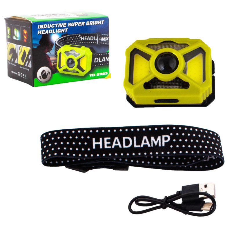 Ліхтар налобний 2323-P50+SMD+COB(white+red), Motion Sensor, Li-Ion акумулятор, ЗУ Type-C