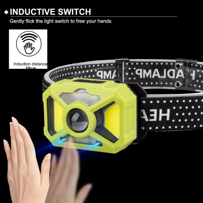 Ліхтар налобний 2323-P50+SMD+COB(white+red), Motion Sensor, Li-Ion акумулятор, ЗУ Type-C