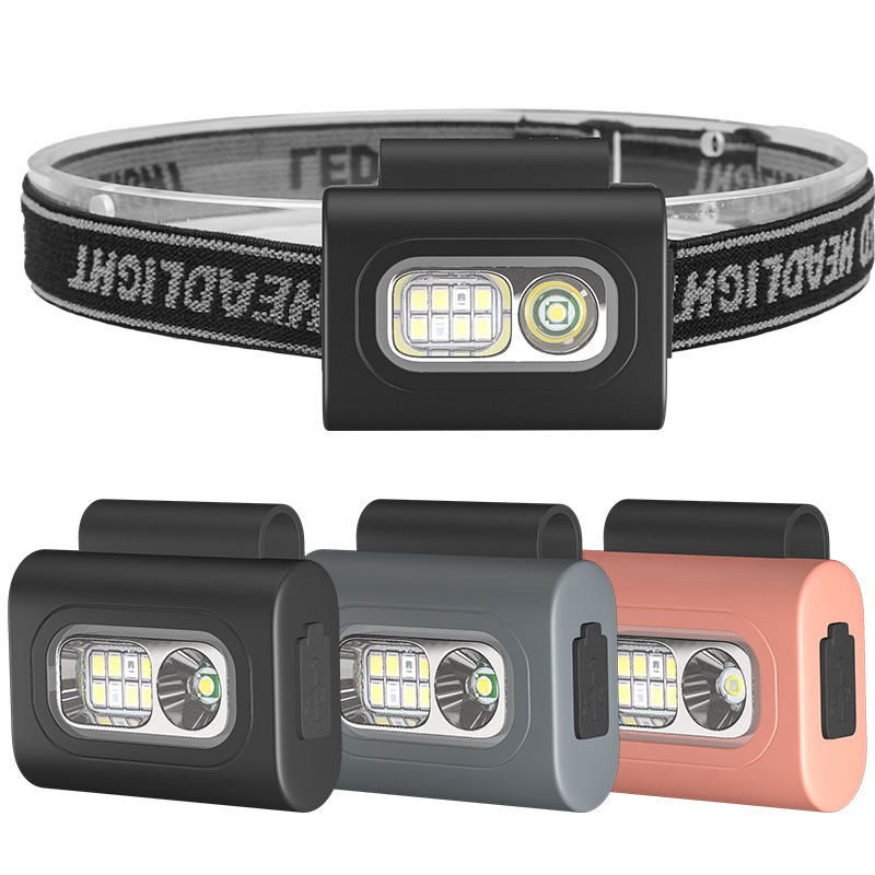 Ліхтар налобний 505-XPE+8SMD(white+red+blue), Li-Ion акумулятор, ЗУ Type-C, кліпса на магніті
