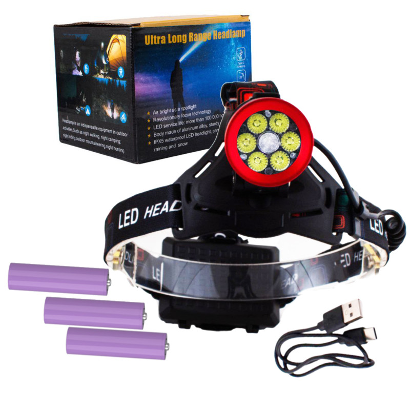 Ліхтар налобний CT021 6+1 ULTRA LED, 3x18650, power bank, ЗУ Type-C