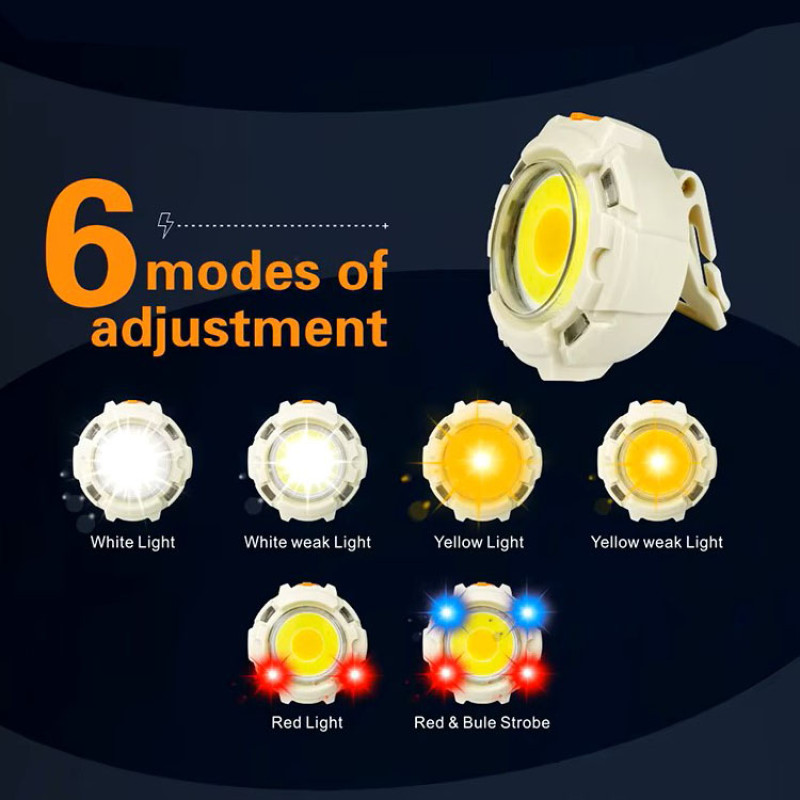 Ліхтар налобний CY-2026-C-COB(white+yellow)+2LED(red)+2LED(blue), Li-Ion аккумулятор, ЗУ Type-C