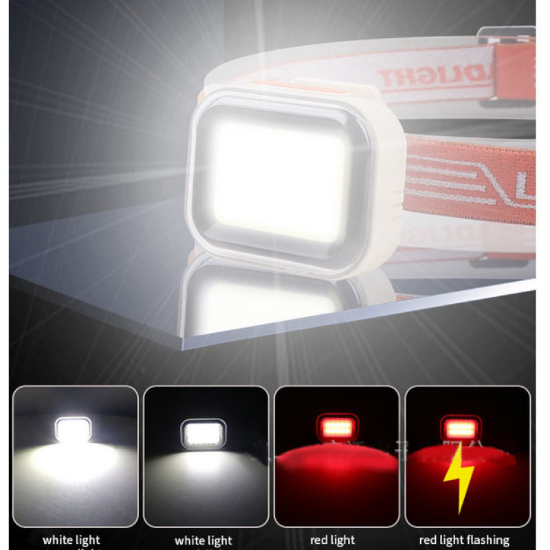 Ліхтар налобний CY-2027-B-COB(white+red), Li-Ion акумулятор, ЗП Type-C