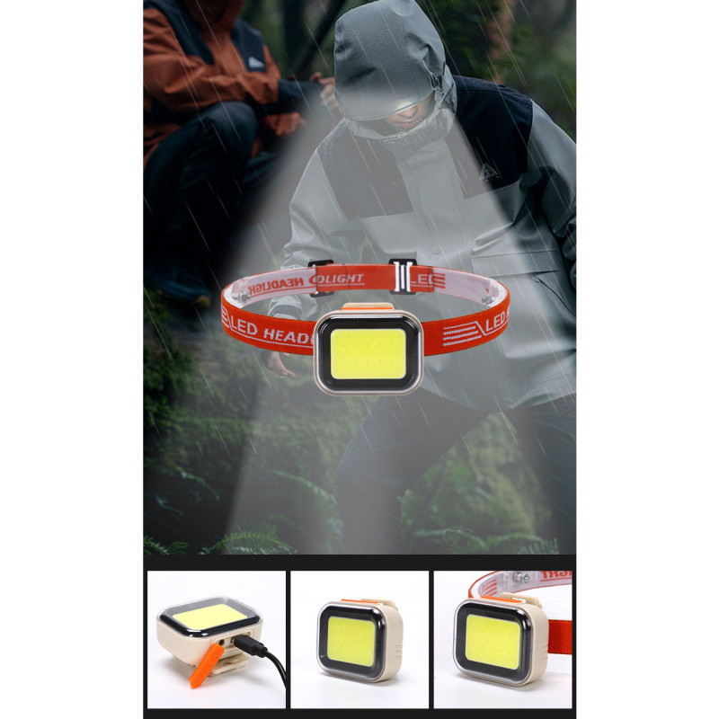 Ліхтар налобний CY-2027-B-COB(white+red), Li-Ion акумулятор, ЗП Type-C