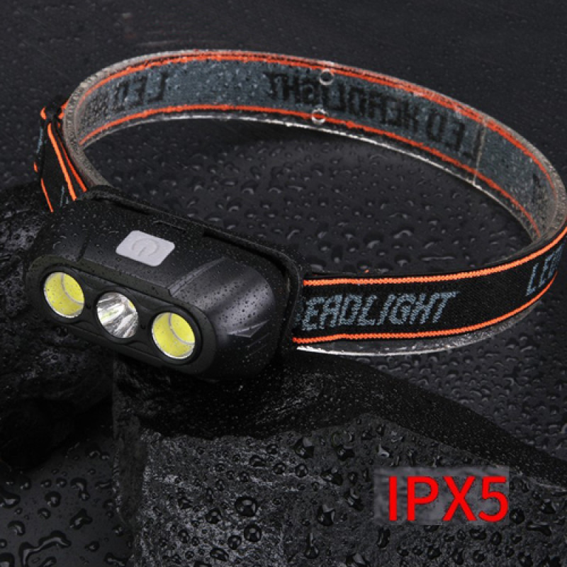 Ліхтар налобний KX-215-LED+2COB, 1x18650, ЗП Type-C, Box