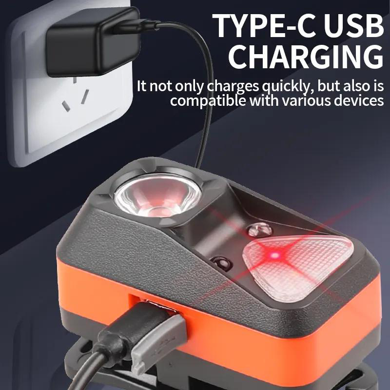Ліхтар налобний W-18-XPG+6SMD(white+red), Motion Sensor, 1x14500, ЗУ Type-C