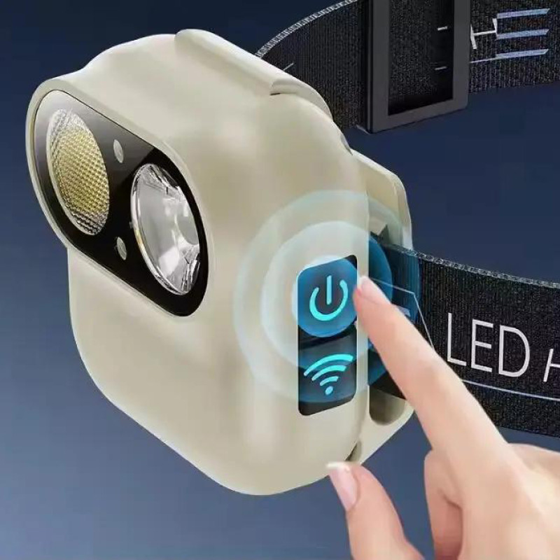 Ліхтар налобний W809-2XTE, Motion Sensor, Li-Ion акумулятор, ЗУ Type-C, магніт, кліпса