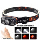 Ліхтар налобний WH-0188-XPE+SMD(white+red), Motion Sensor, Li-Ion акумулятор, ЗУ Type-C
