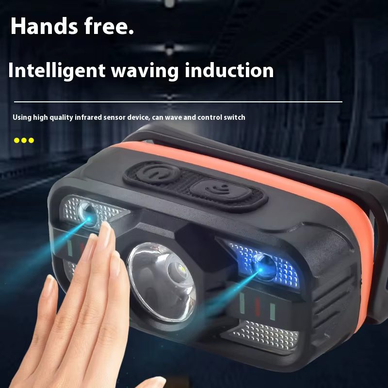Ліхтар налобний WH-0188-XPE+SMD(white+red), Motion Sensor, Li-Ion акумулятор, ЗУ Type-C