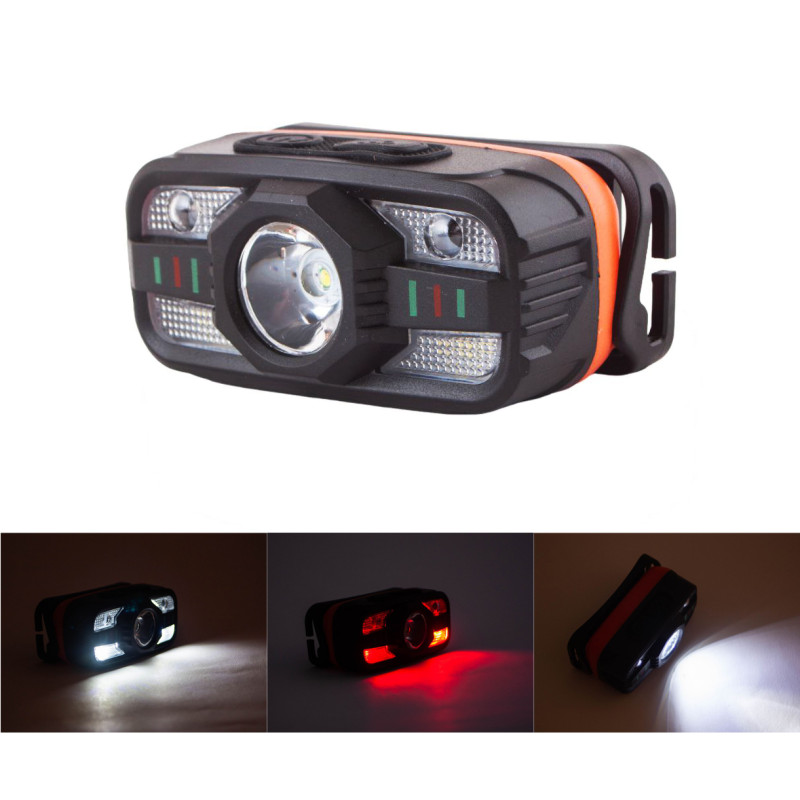 Ліхтар налобний WH-0188-XPE+SMD(white+red), Motion Sensor, Li-Ion акумулятор, ЗУ Type-C