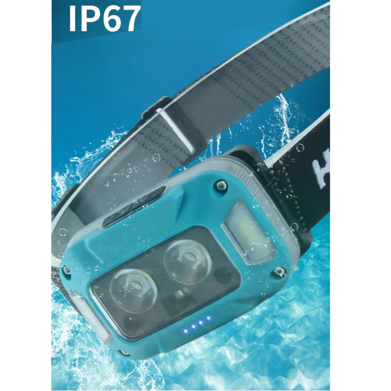 Ліхтар налобний WH-0218-XPG(white+yellow)+SMD(red), Motion Sensor, Li-Ion акумулятор, ЗУ Type-C