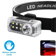 Ліхтар налобний YJ-A06-LED+6SMD(RGB), Motion Sensor, Li-Ion акумулятор, ЗУ Type-C, кліпса, магніт, Box