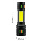 Ліхтар NIGHT VISION FLUORESCENCE 623-TG+COB, Li-Ion аккум., ЗУ Type-C, індикація заряду, zoom
