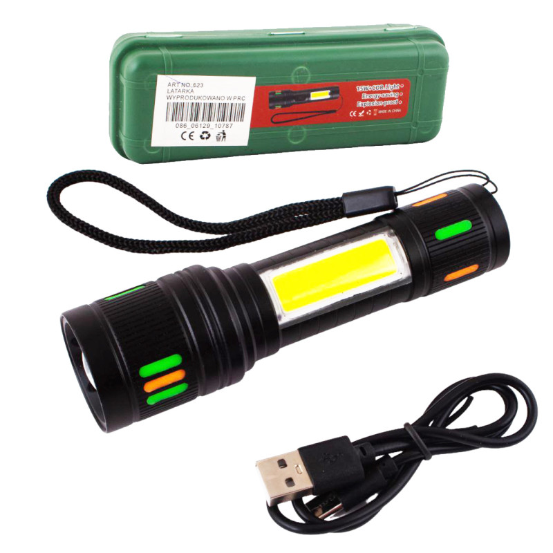 Ліхтар NIGHT VISION FLUORESCENCE 623-TG+COB, Li-Ion аккум., ЗУ Type-C, індикація заряду, zoom