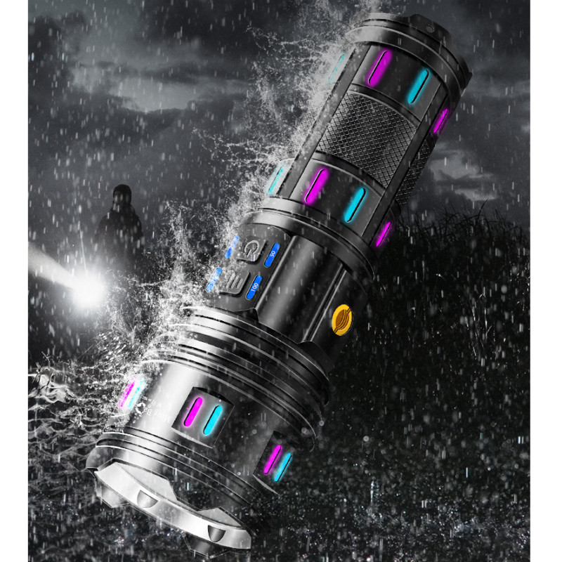 Ліхтар NIGHT VISION FLUORESCENCE AK177-1 WHITE LASER LED PM60-TG, 4х18650, power bank, індикація заряду, ЗУ Type-C, zoom, 5 фільтрів
