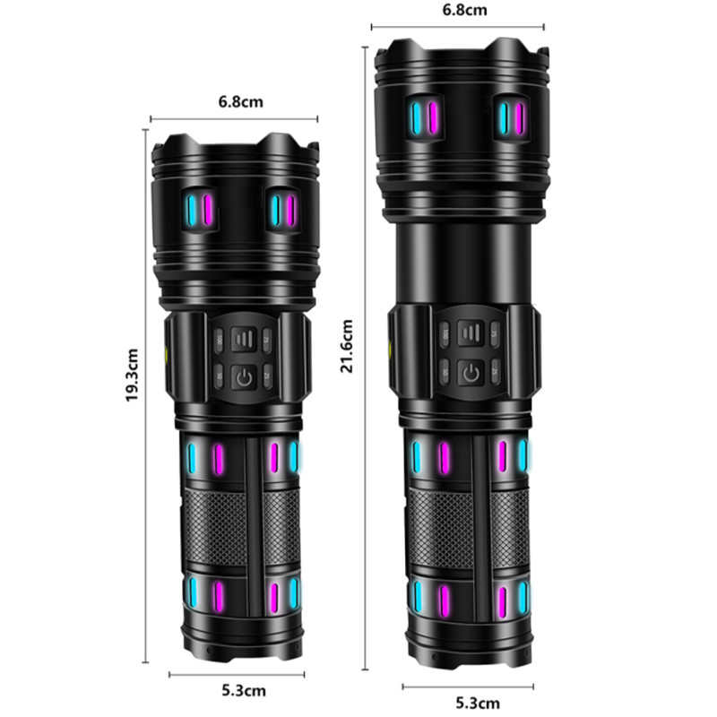 Ліхтар NIGHT VISION FLUORESCENCE AK177-1 WHITE LASER LED PM60-TG, 4х18650, power bank, індикація заряду, ЗУ Type-C, zoom, 5 фільтрів