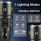 Ліхтар NIGHT VISION FLUORESCENCE AK177-WHITE LASER LED PM60-TG, 8x18650 3.7V, Power Bank, ЗУ Type-C, zoom, 5 фільтрів