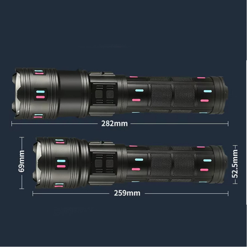 Ліхтар NIGHT VISION FLUORESCENCE AK177-WHITE LASER LED PM60-TG, 8x18650 3.7V, Power Bank, ЗУ Type-C, zoom, 5 фільтрів