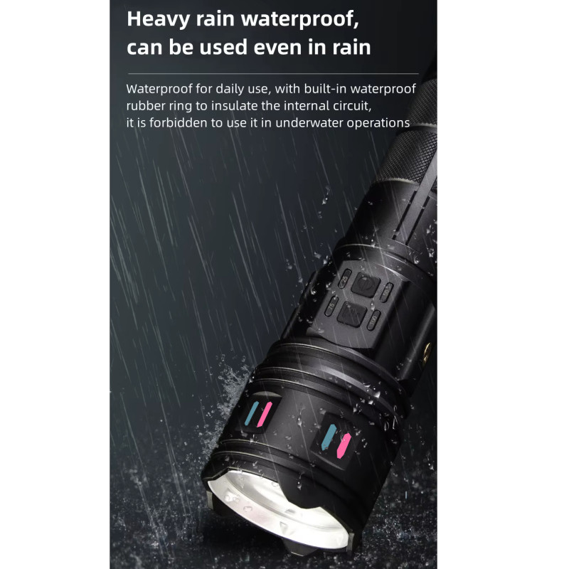 Ліхтар NIGHT VISION FLUORESCENCE AK178-1-WHITE LASER LED PM60-TG+COB, 4x18650, power bank, ЗУ Type-C, zoom, 5 фільтрів
