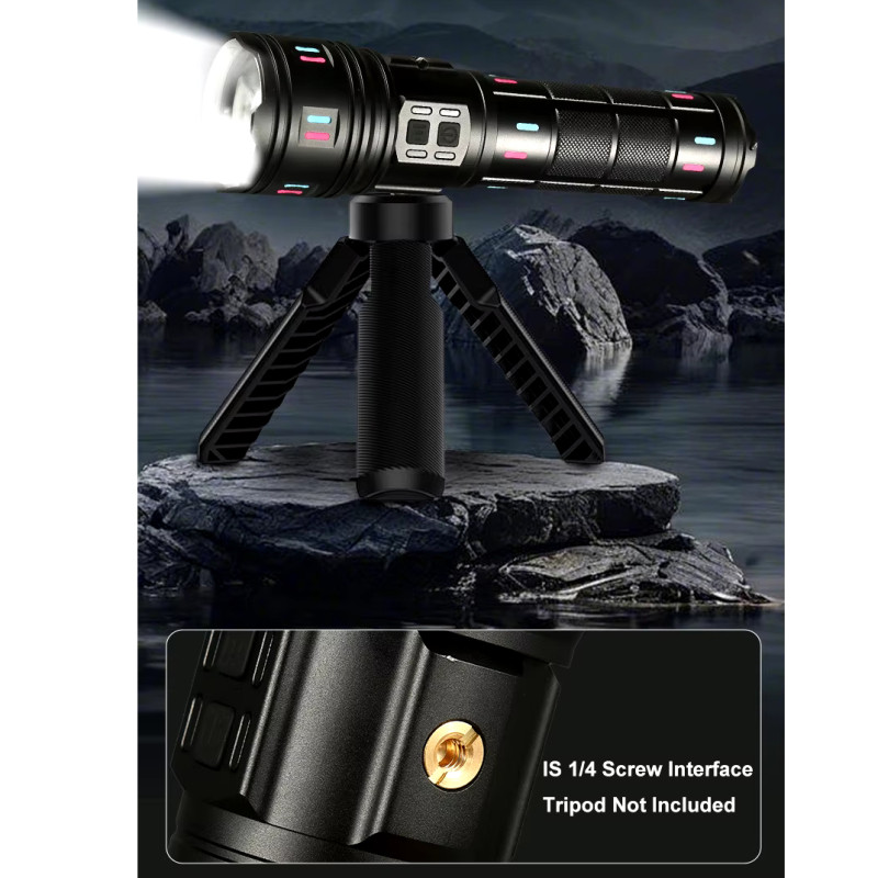 Фонарь NIGHT VISION FLUORESCENCE AK178-WHITE LASER LED PM60-TG+COB, 8x18650 3.7V, power bank, ЗУ Type-C, zoom, 5 фильтров оптом в Украине