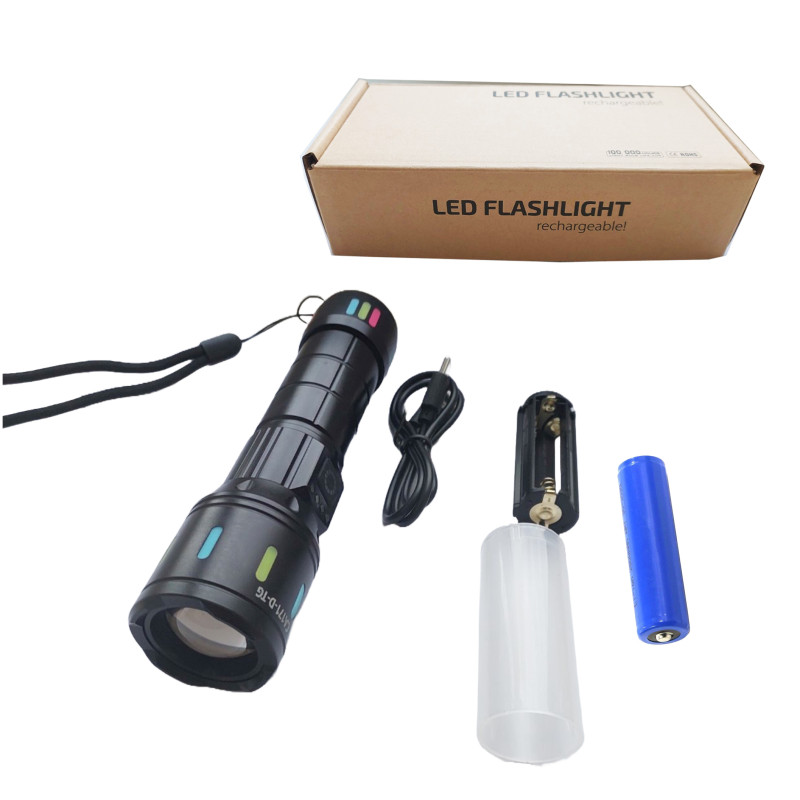 Ліхтар NIGHT VISION FLUORESCENCE CA171-D 1 РЕЖИМ WHITE LASER LED PM10-TG, індикація заряду, 1x18650/3xAAA, ЗУ Type-C, zoom, Box