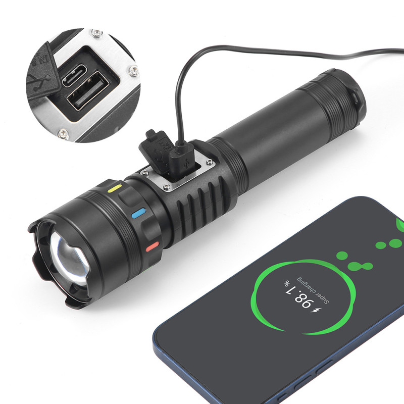 Ліхтар NIGHT VISION FLUORESCENCE CB-A282-TG+COB, Li-Ion аккум., power bank, ЗУ Type-C, магніт, zoom, Box