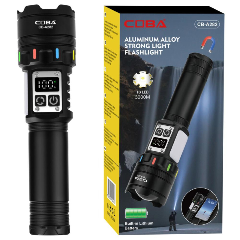 Ліхтар NIGHT VISION FLUORESCENCE CB-A282-TG+COB, Li-Ion аккум., power bank, ЗУ Type-C, магніт, zoom, Box