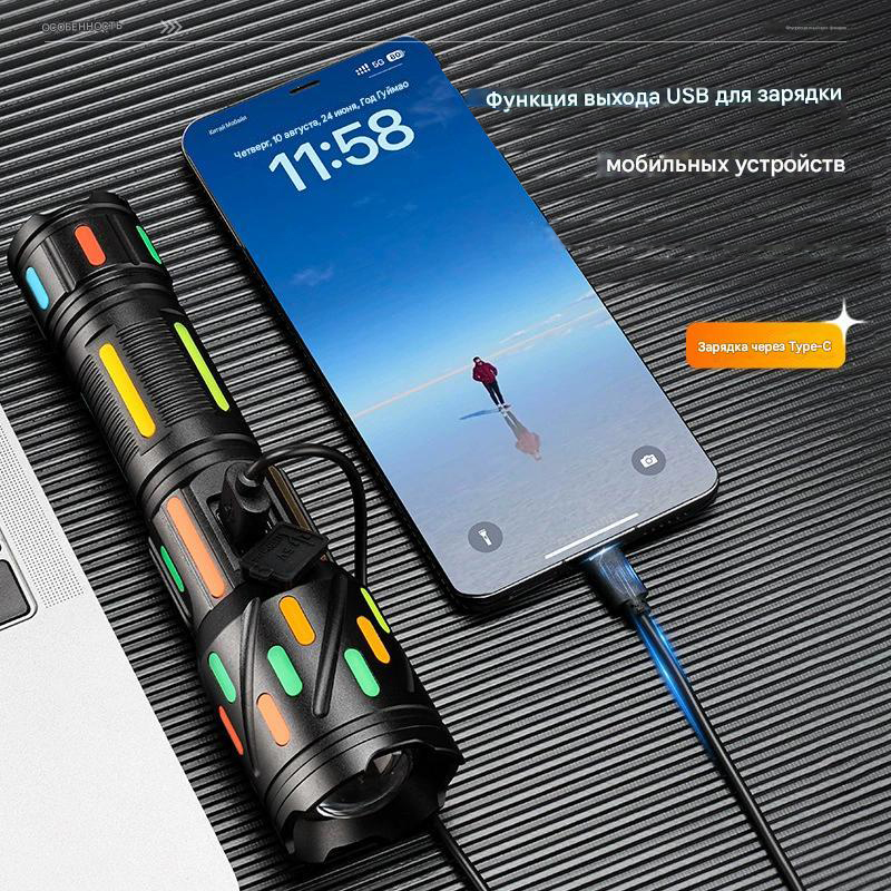 Ліхтар NIGHT VISION FLUORESCENCE CB-G706-TG, 1x26650, power bank, ЗУ Type-C, zoom, Box