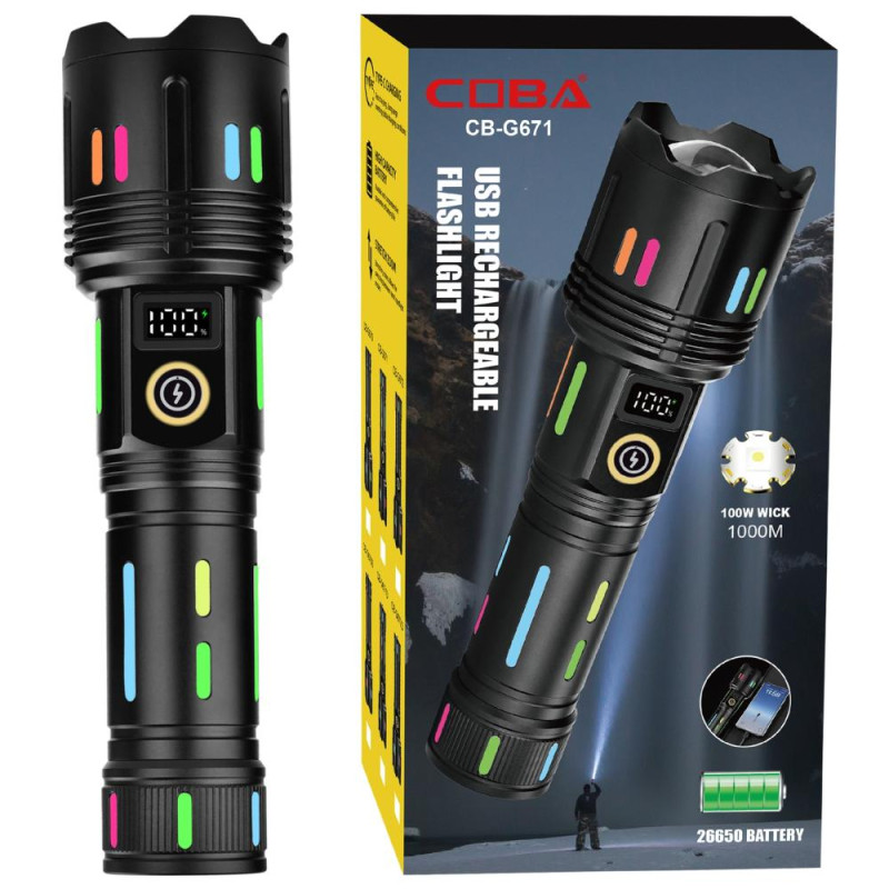 Фонарь NIGHT VISION FLUORESCENCE G671/G25 WHITE LASER LED PM30-TG, 1×26650/3×AAA, power bank, ЗУ Type-C, zoom, Box оптом в Украине