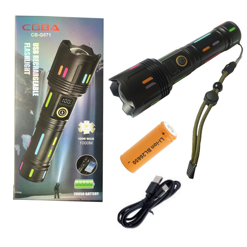 Фонарь NIGHT VISION FLUORESCENCE G671/G25 WHITE LASER LED PM30-TG, 1×26650/3×AAA, power bank, ЗУ Type-C, zoom, Box оптом в Украине