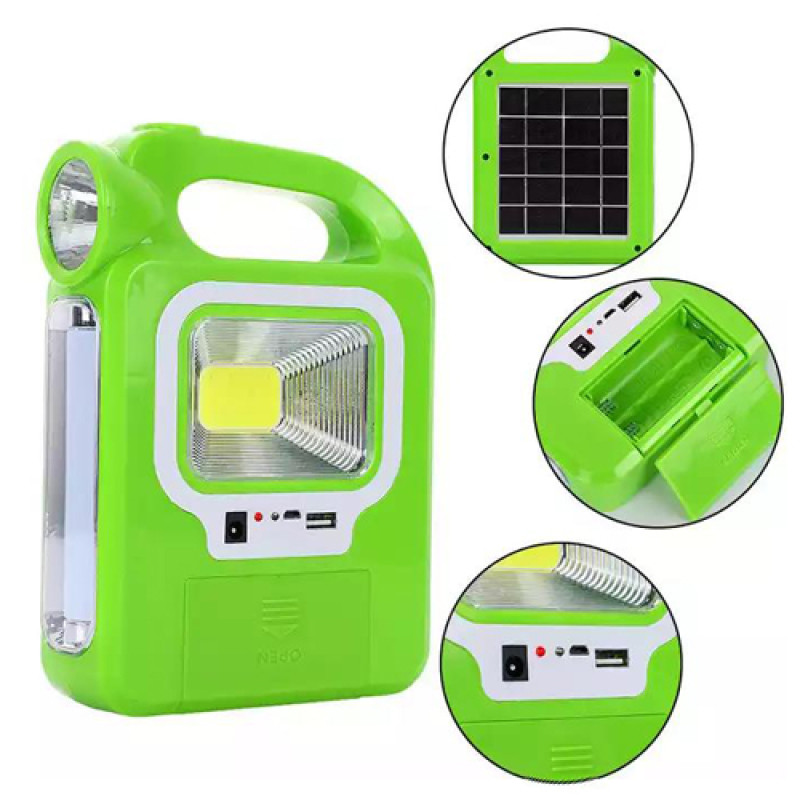 Ліхтар переносний 6399А-LED+COB, power bank, 2x18650, сонячна батарея, ЗУ microUSB, Box