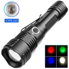 Ліхтар PLD-11-4XPE(RGB), 1х18650, ЗП microUSB, zoom, Box