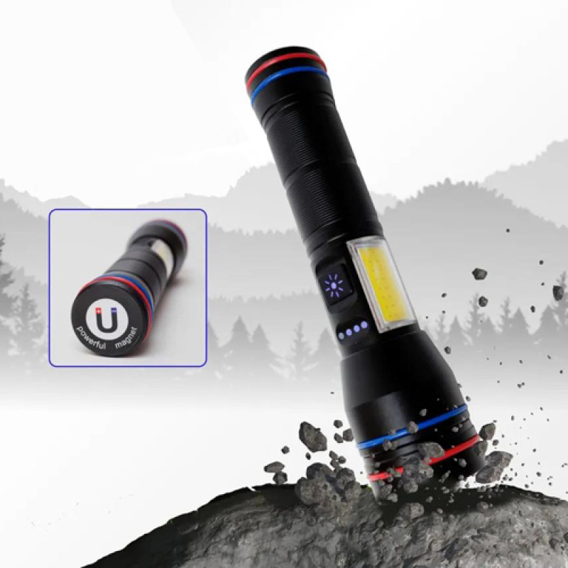 Ліхтар PLD-231 WHITE LASER LED PM10-TG+COB (white+red), 1×18650, power bank, індикація заряду, ЗП Type-C, магніт, zoom, Box