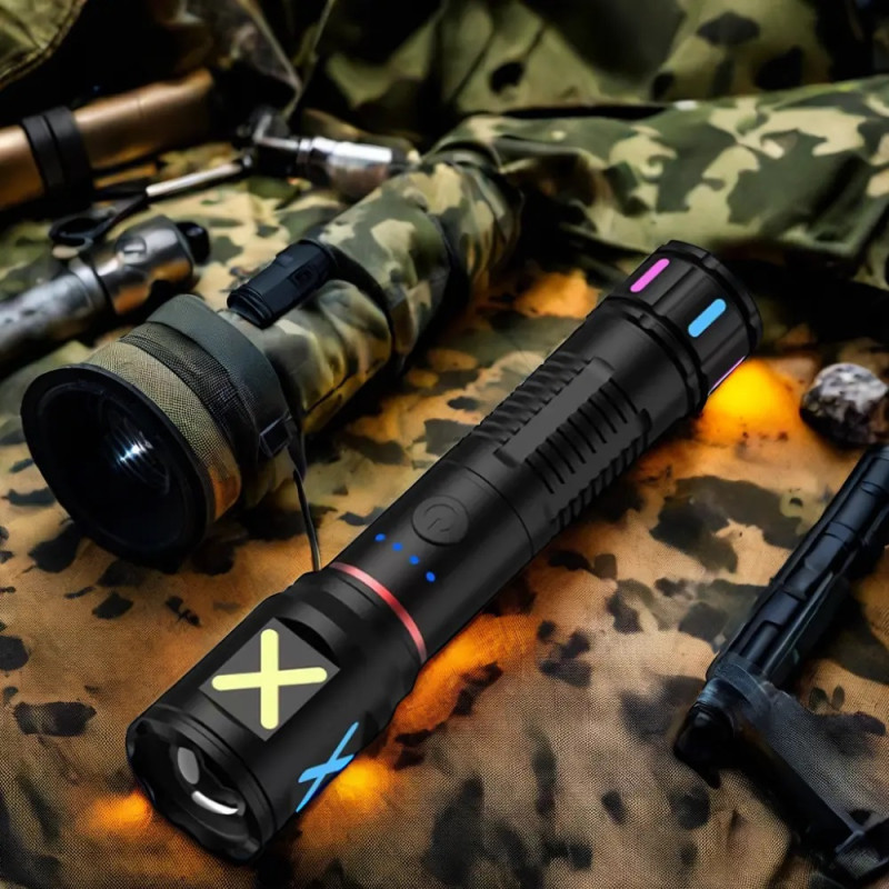 Ліхтар PLD-CA166-3 1 РЕЖИМ WHITE LASER LED PM10-TG, 1х18650, індикація заряду, ЗУ Type-C, zoom, Box