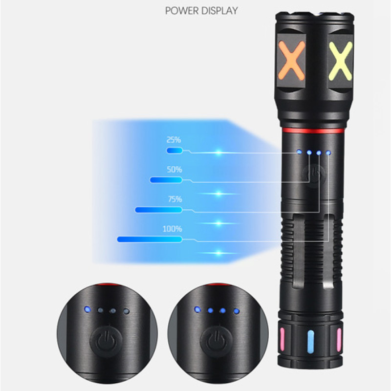 Ліхтар PLD-CA166-3 1 РЕЖИМ WHITE LASER LED PM10-TG, 1х18650, індикація заряду, ЗУ Type-C, zoom, Box