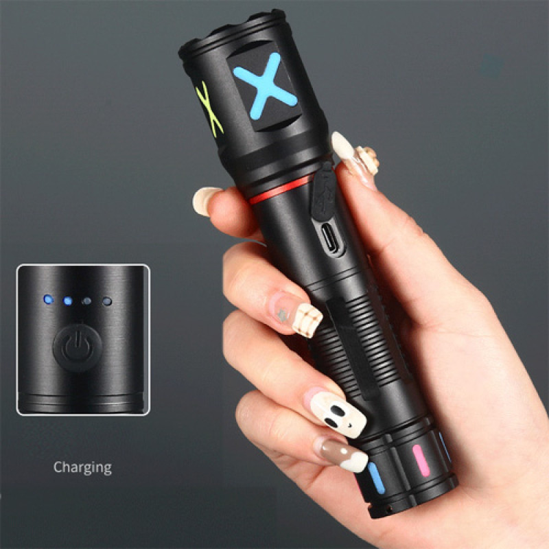 Ліхтар PLD-CA166-3 1 РЕЖИМ WHITE LASER LED PM10-TG, 1х18650, індикація заряду, ЗУ Type-C, zoom, Box