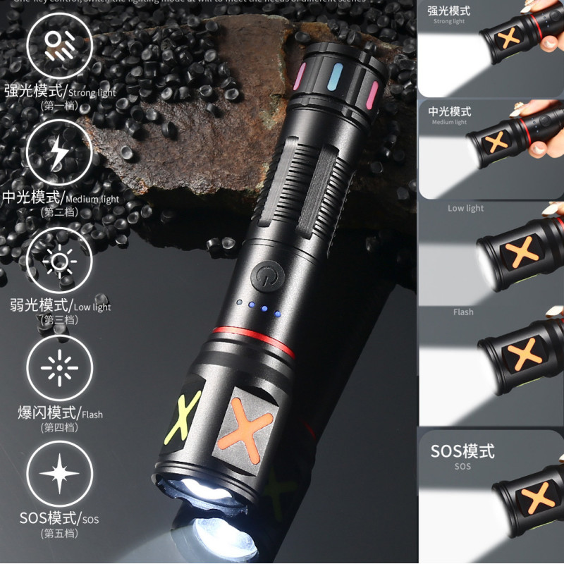 Ліхтар PLD-CA166-3 1 РЕЖИМ WHITE LASER LED PM10-TG, 1х18650, індикація заряду, ЗУ Type-C, zoom, Box