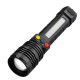 Ліхтар PLD-H005-3PM10-TG(white+yellow+red)+14SMD, Li-Ion акум., індикація заряду, ЗУ Type-C, zoom, Box