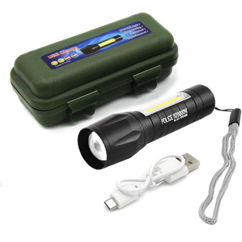 Ліхтар Police 511-XPE+COB, Li-Ion акум., zoom, ЗУ microUSB