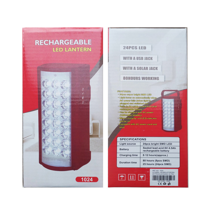 Ліхтар світлодіодний ALMINA 1024, 24SMD, акм. 6V4AH/20HR, Power Bank, ЗУ 220V