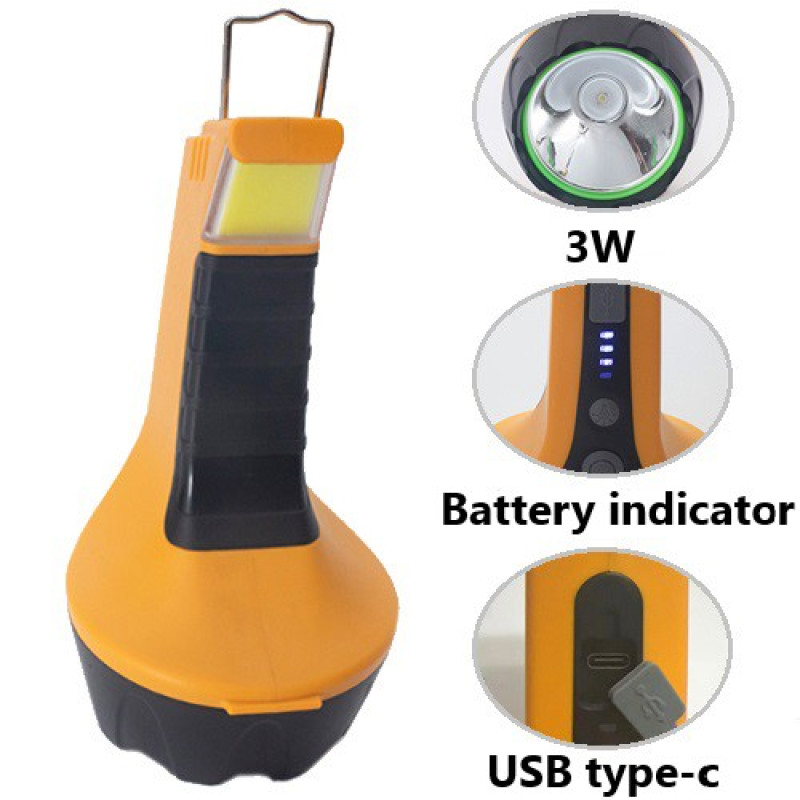 Ліхтар T60-3W+COB, Li-Ion акумулятор, індикація заряду, гак, ЗУ Type-C, Box