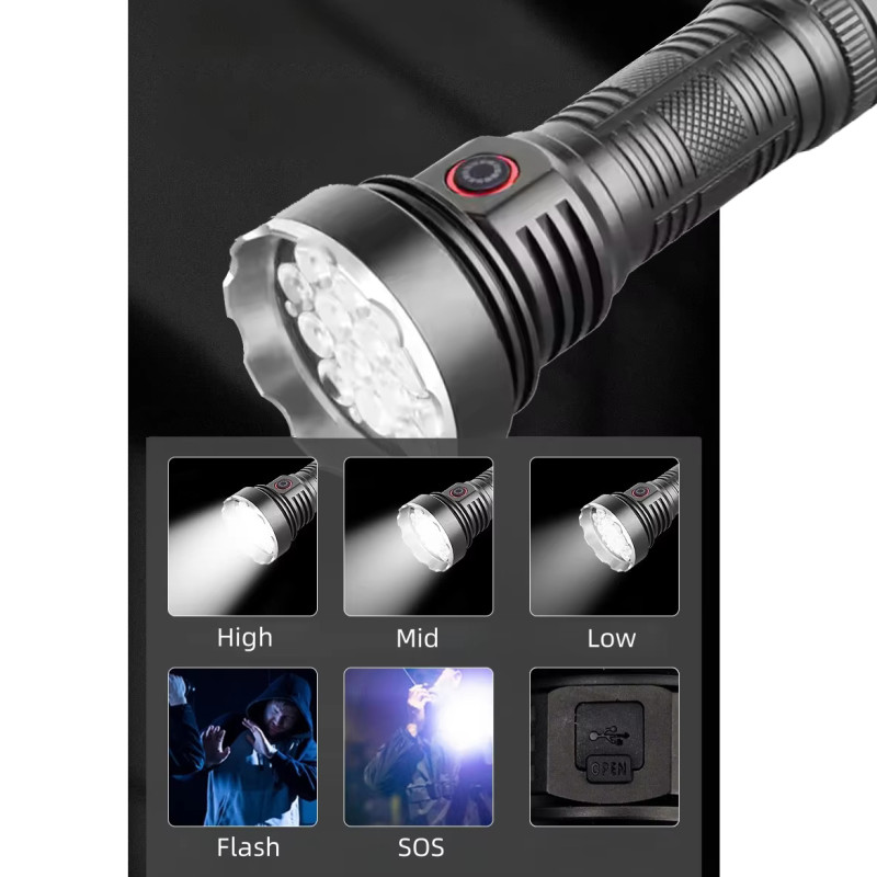 Ліхтар W5201-1-19 ULTRA BRIGHT LED, 1x18650, індикація заряду, ЗУ Type-C